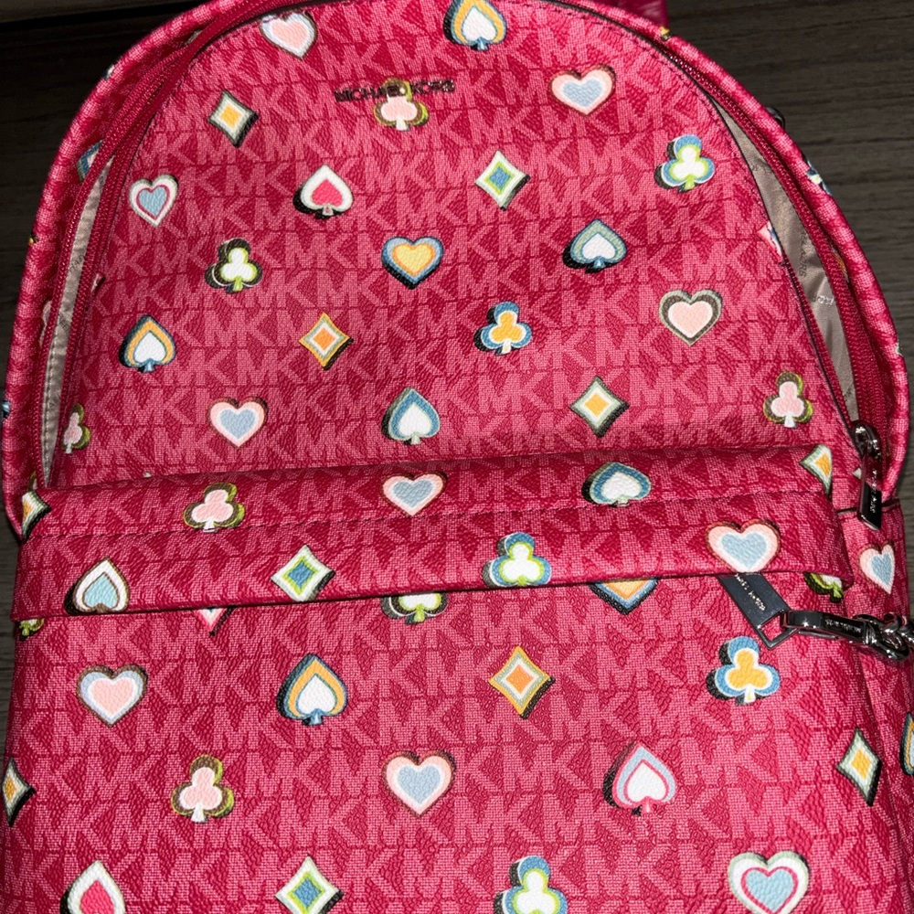 Michael Kors Red Patterned Backpack with Chain St… - image 6